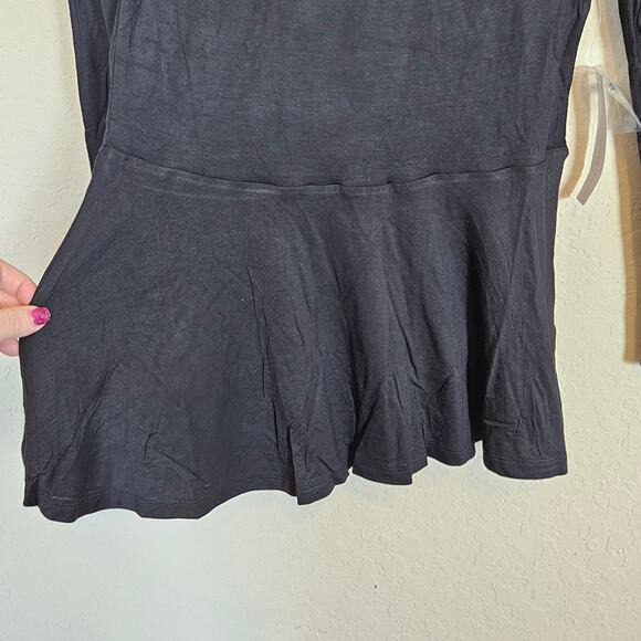 Modcloth Full Of Purpose Peplum Top Long Sleeve Black Women's Size Small Casual - Picture 7 of 10